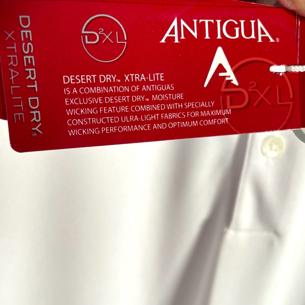 Antigua UPF 50+ Desert Dry XtraLite Polo Men's MEDIUM White Golf Performance NEW - Picture 10 of 12